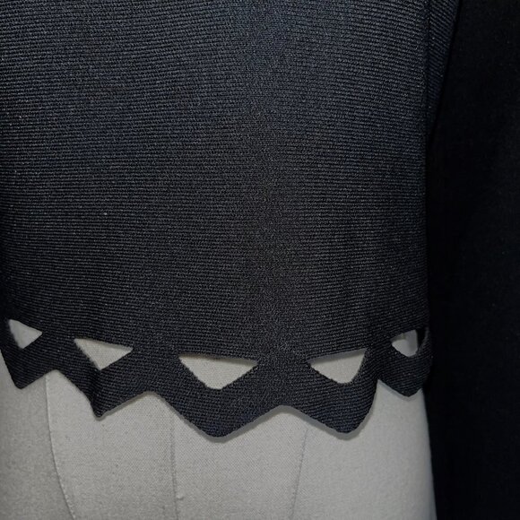 JOHN + JENN Black Mock Neck Long Sleeve Cut Out Hem Cropped Sweater Exposed Zip - Picture 3 of 8